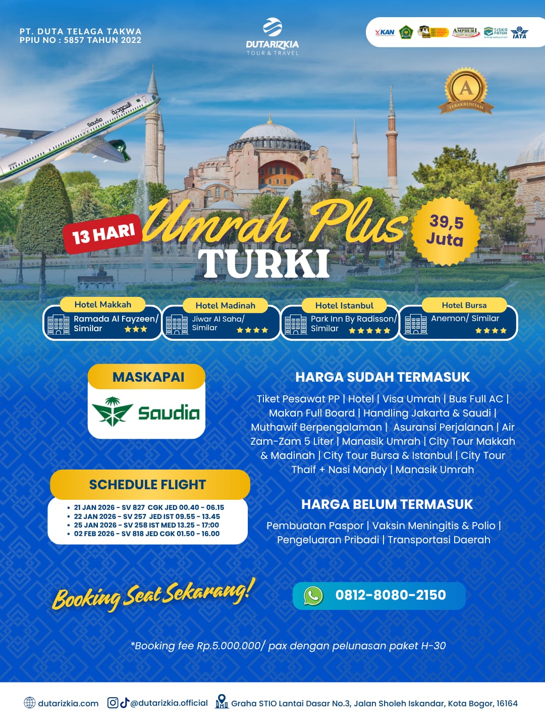 UMRAH PLUS TURKI 12 HARI WINTER SEASON